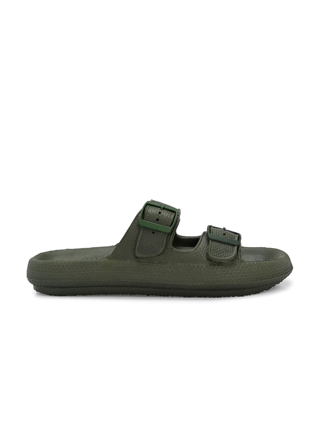 HRX by Hrithik Roshan Men Olive Green Textured Sliders