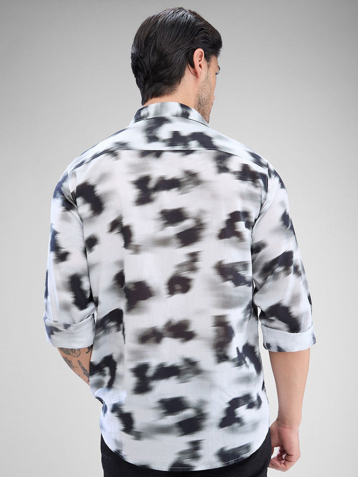 SPYKAR Men Slim Fit Abstract Printed Opaque Spread Collar Casual Shirt