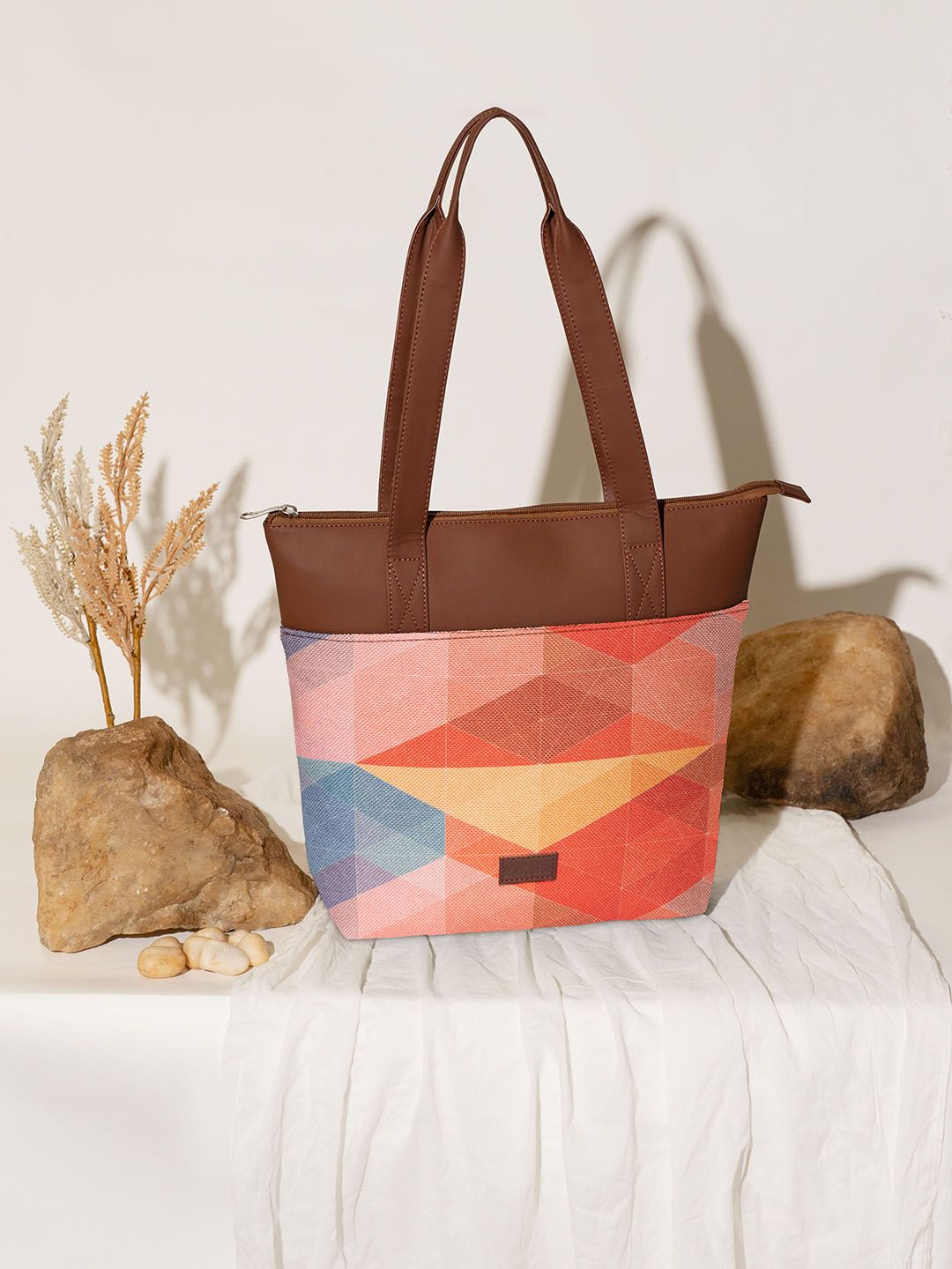 ZOUK Printed Shopper Jute Tote Bag