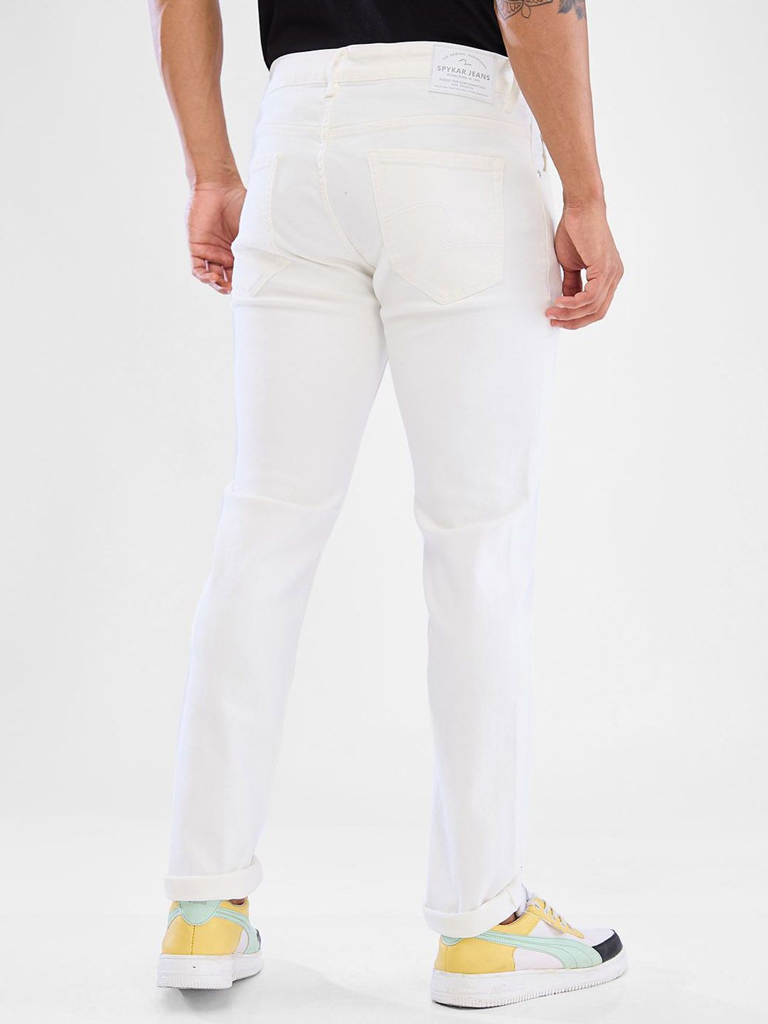 SPYKAR Men Slim Fit Low-Rise Clean Look Stretchable Cropped Jeans