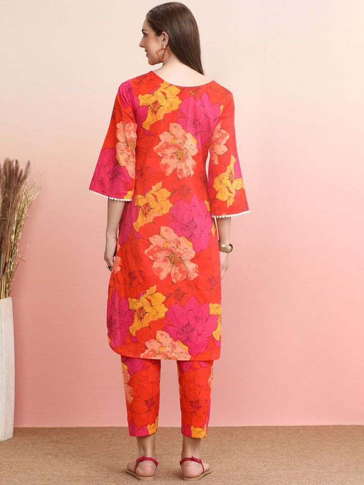 Indo Era Printed Pure Cotton Tunic With Trousers Co-Ords