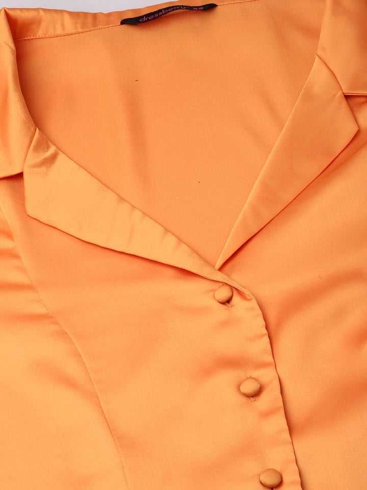 DressBerry Posh Perception Lapel Collar Satin Shirt