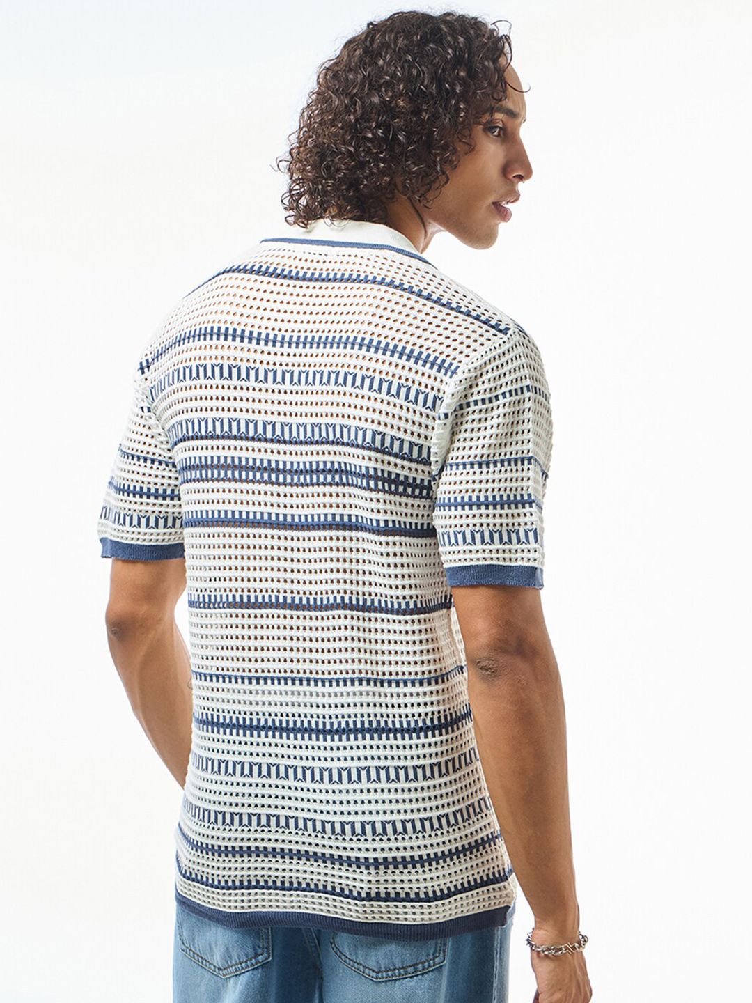 Bewakoof Self Design Pure Cotton Sheer Casual Shirt