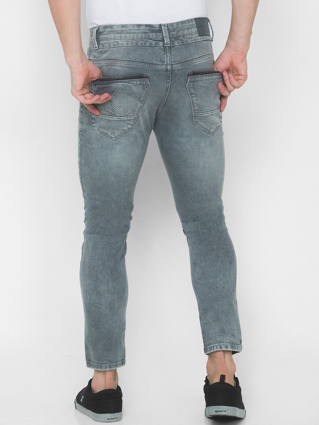 SPYKAR Men Grey Slim Fit Highly Distressed Light Fade Jeans
