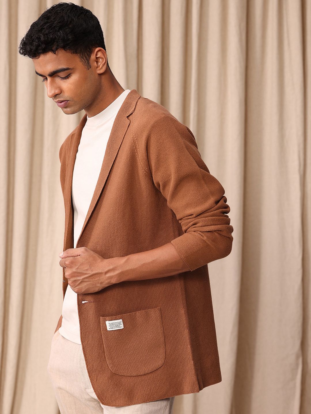 Mr Bowerbird Self Design Tailored Fit Single-Breasted Casual Blazer
