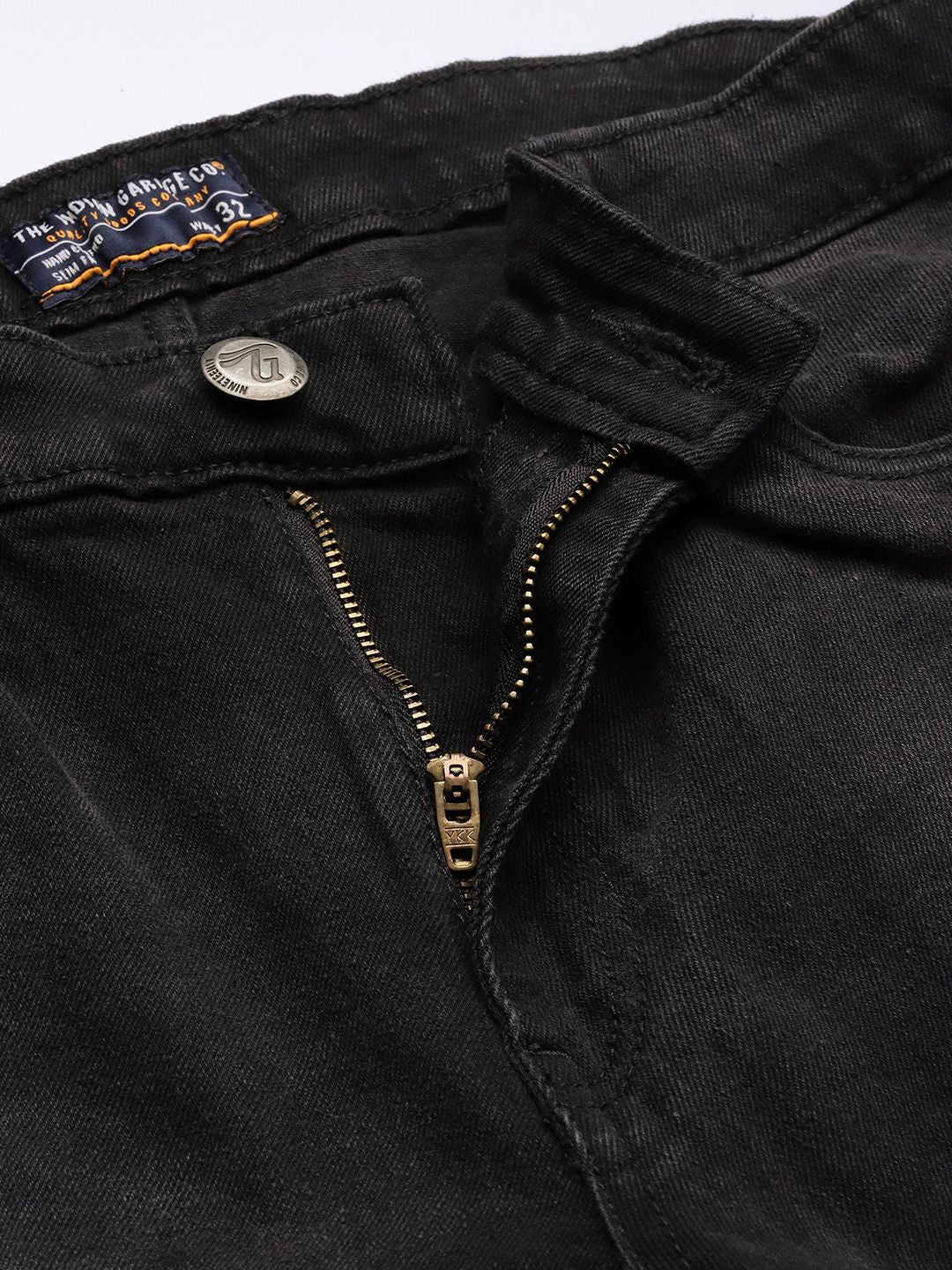 The Indian Garage Co Men Black Slim Fit Low Distress Light Fade Stretchable Jeans