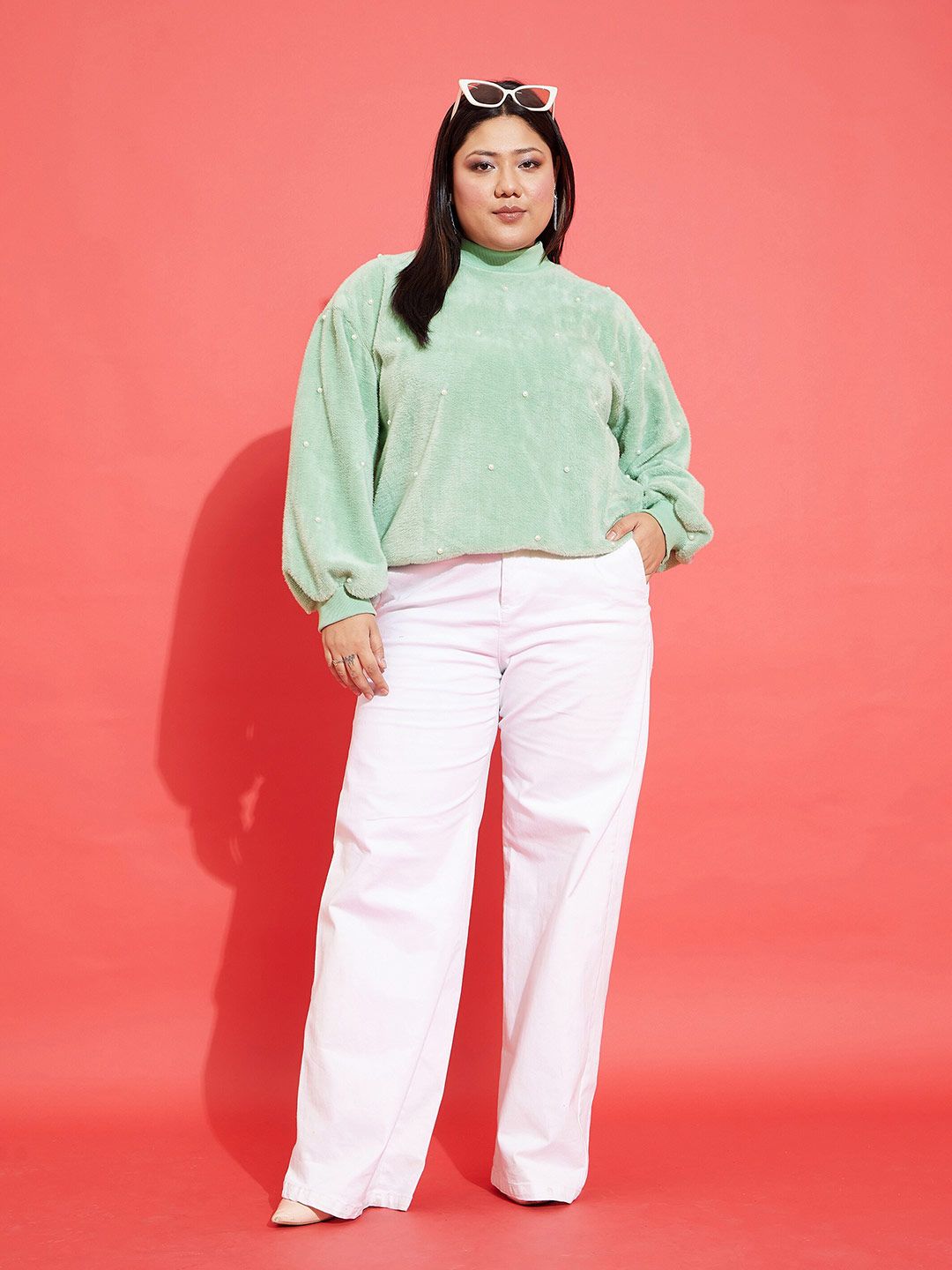 SASSAFRAS Curve Plus Size Embellished Sweatshirt