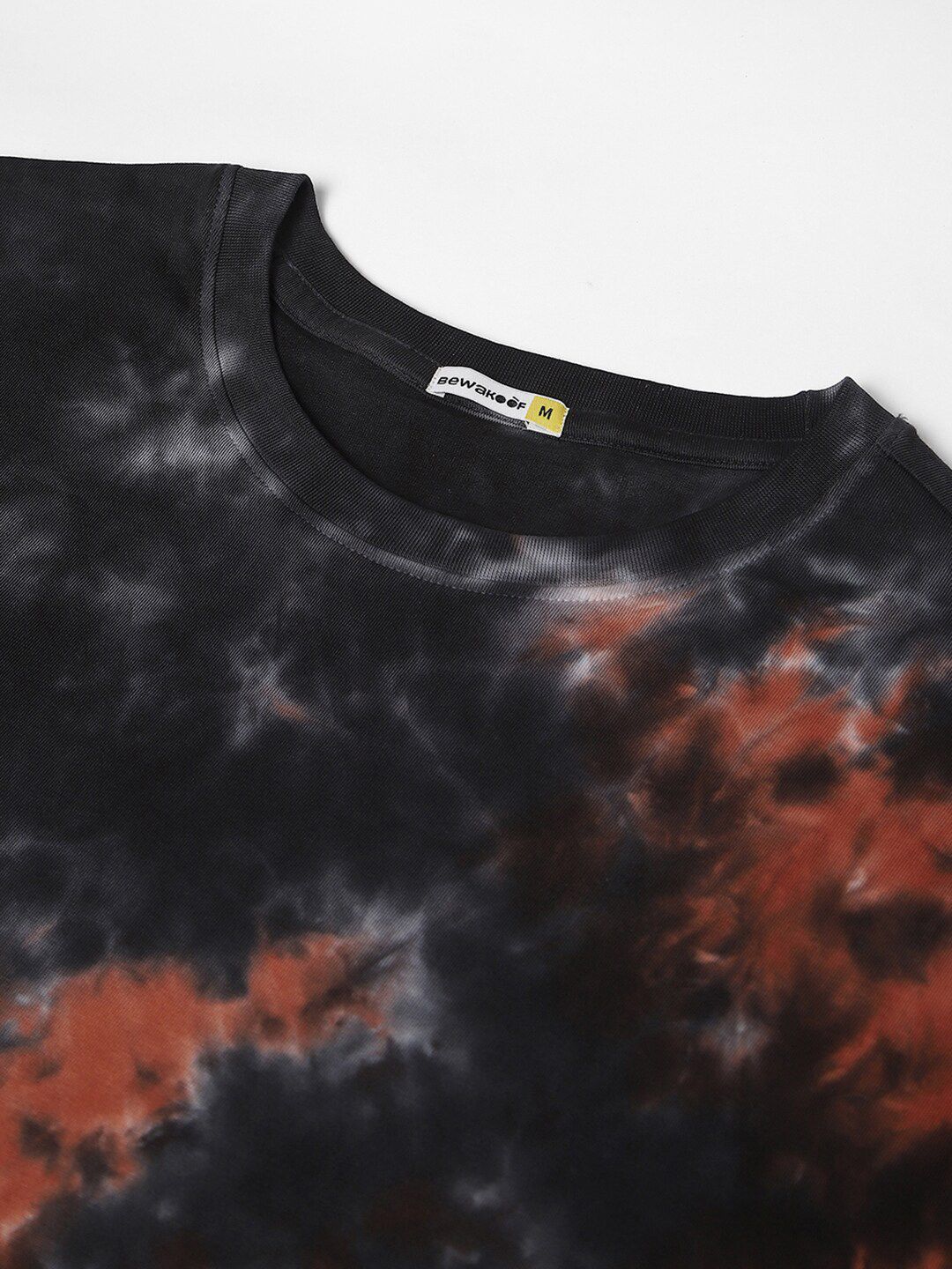 Bewakoof Tie and Dye Printed Drop-Shoulder Pure Cotton Oversized T-shirt
