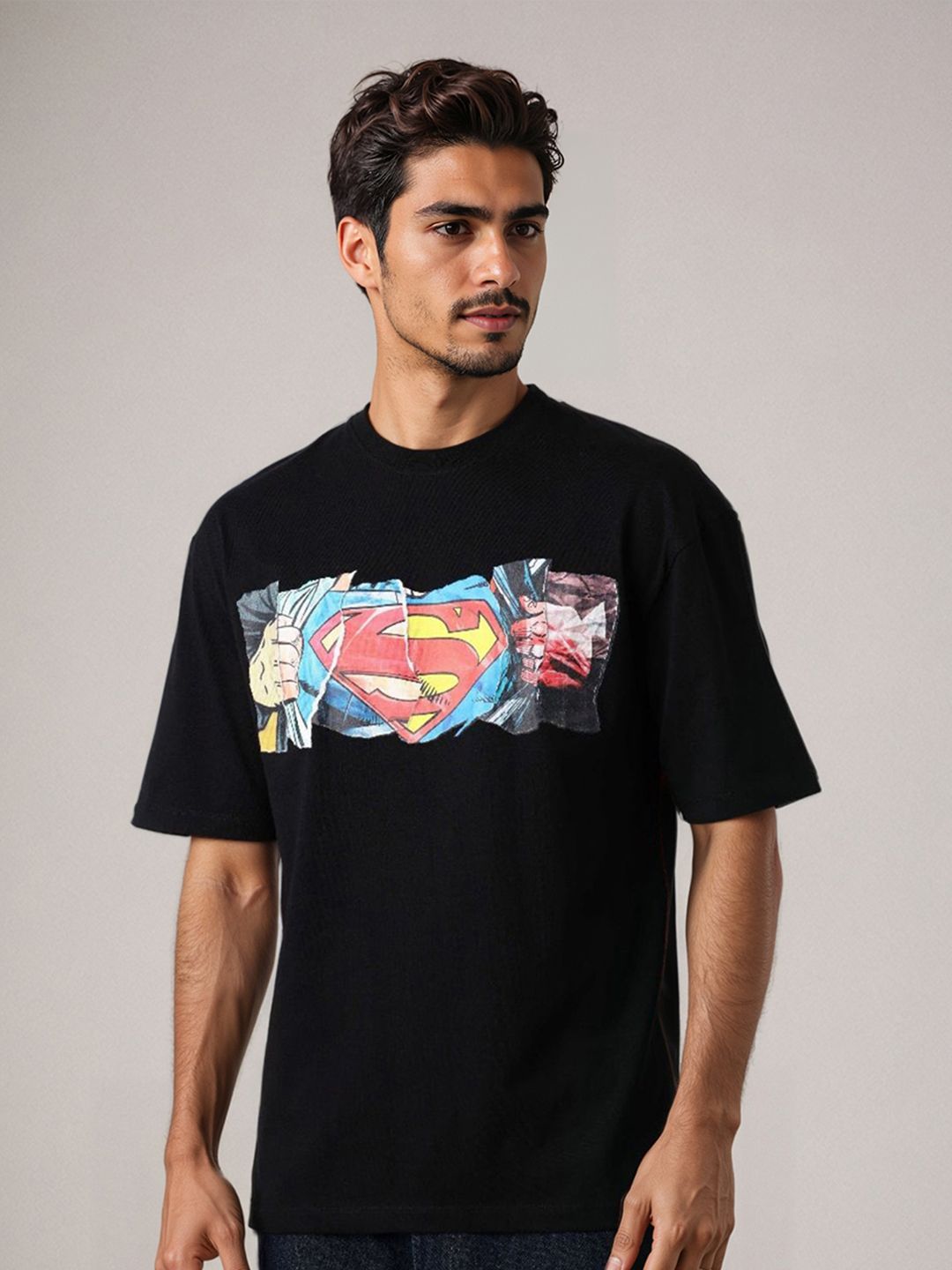 T-Shirt T-Shirt Leher Bercetak Grafik Indian Superman T-Shirt