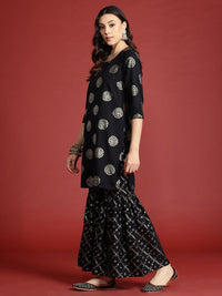Anouk Tyohaar Foil Print Kurta with Sharara & Dupatta