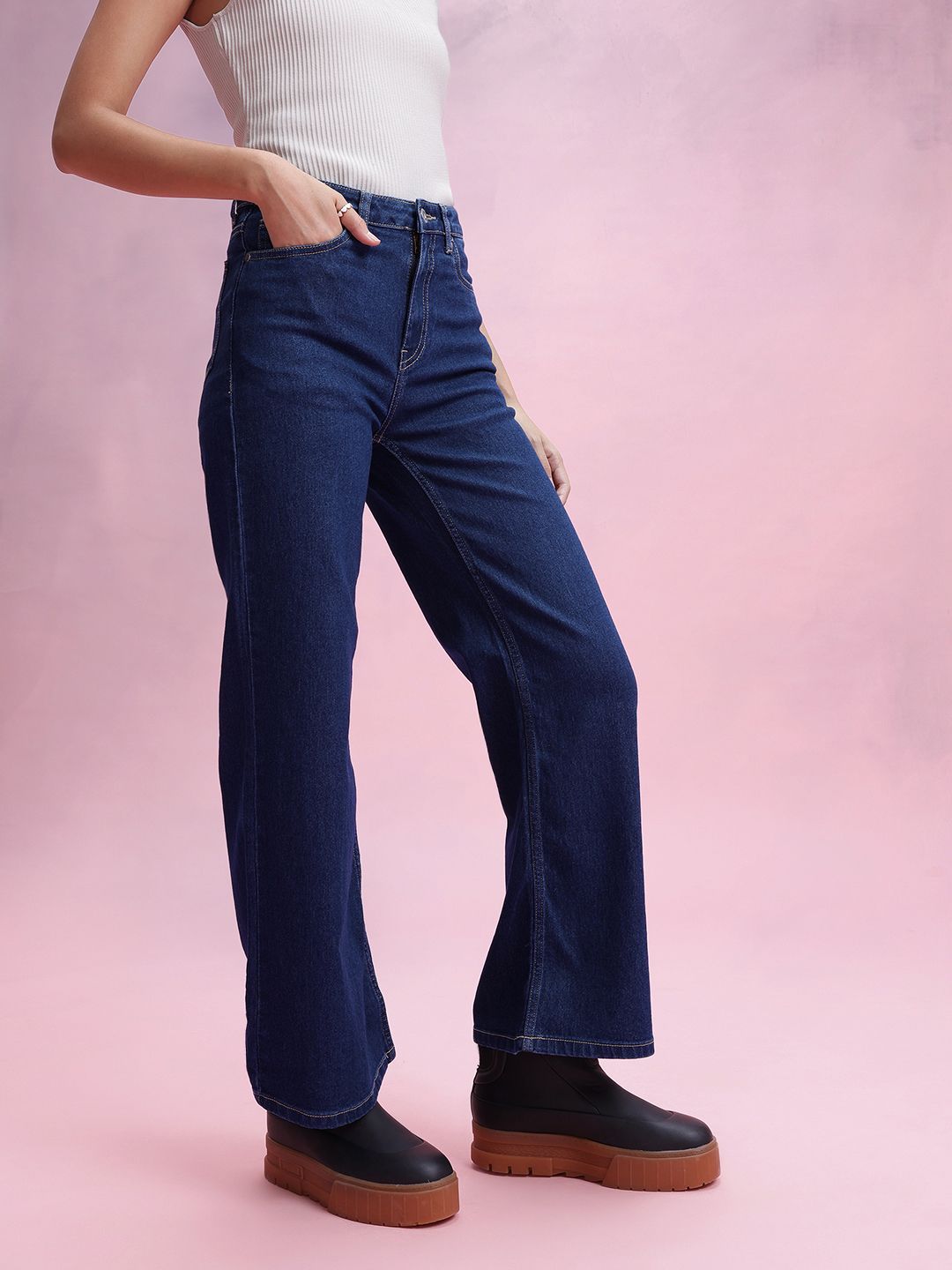 DressBerry Women Flared High-Rise Stretchable Jeans