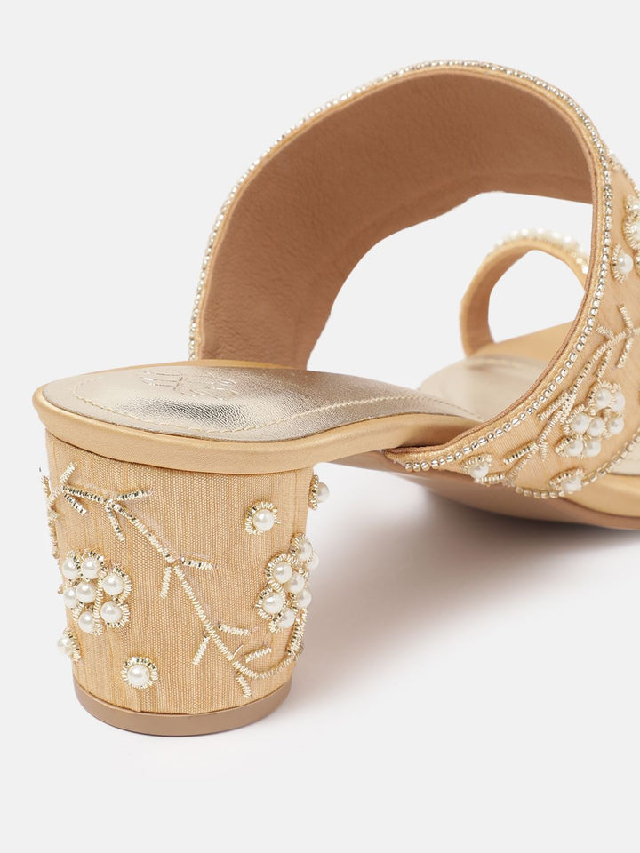 House of Pataudi Ethnic Embellished Block Heel