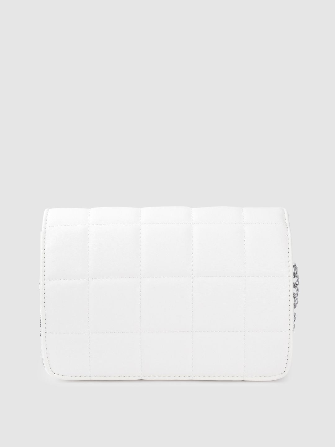 Lino Perros Women Off White Solid Quilted Structured Sling Bag