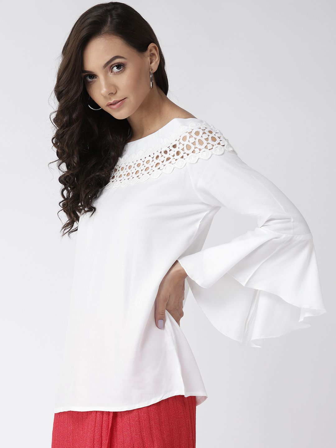 Style Quotient Women Off-White Solid Top