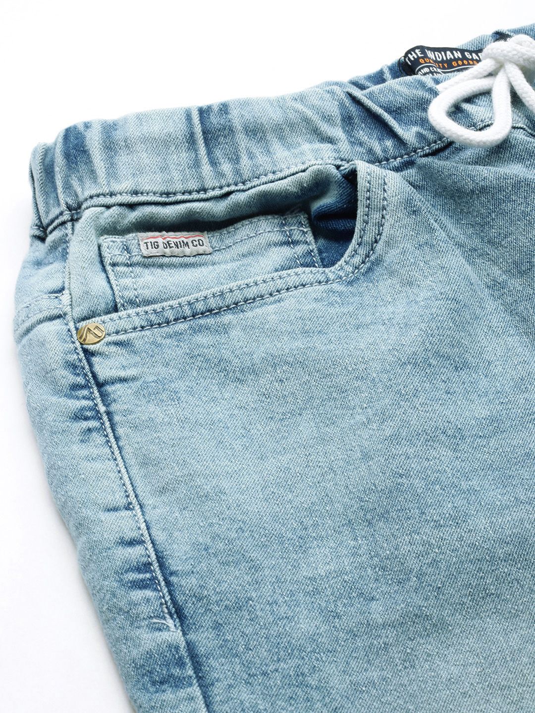 The Indian Garage Co Men Jogger Mid-Rise Heavy Fade Stretchable Jeans