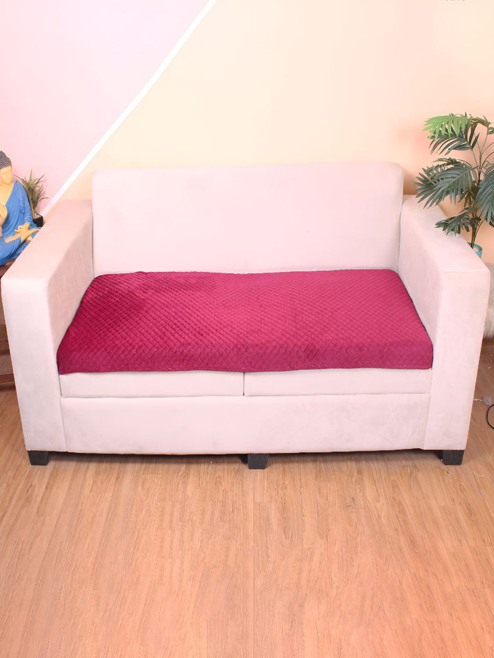 STITCHNEST Maroon Self Design 1 Seater Sofa Cover