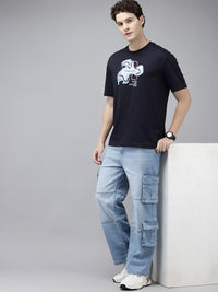 SPYKAR Graphic Printed Drop-Shoulder Sleeves Oversized T-shirt