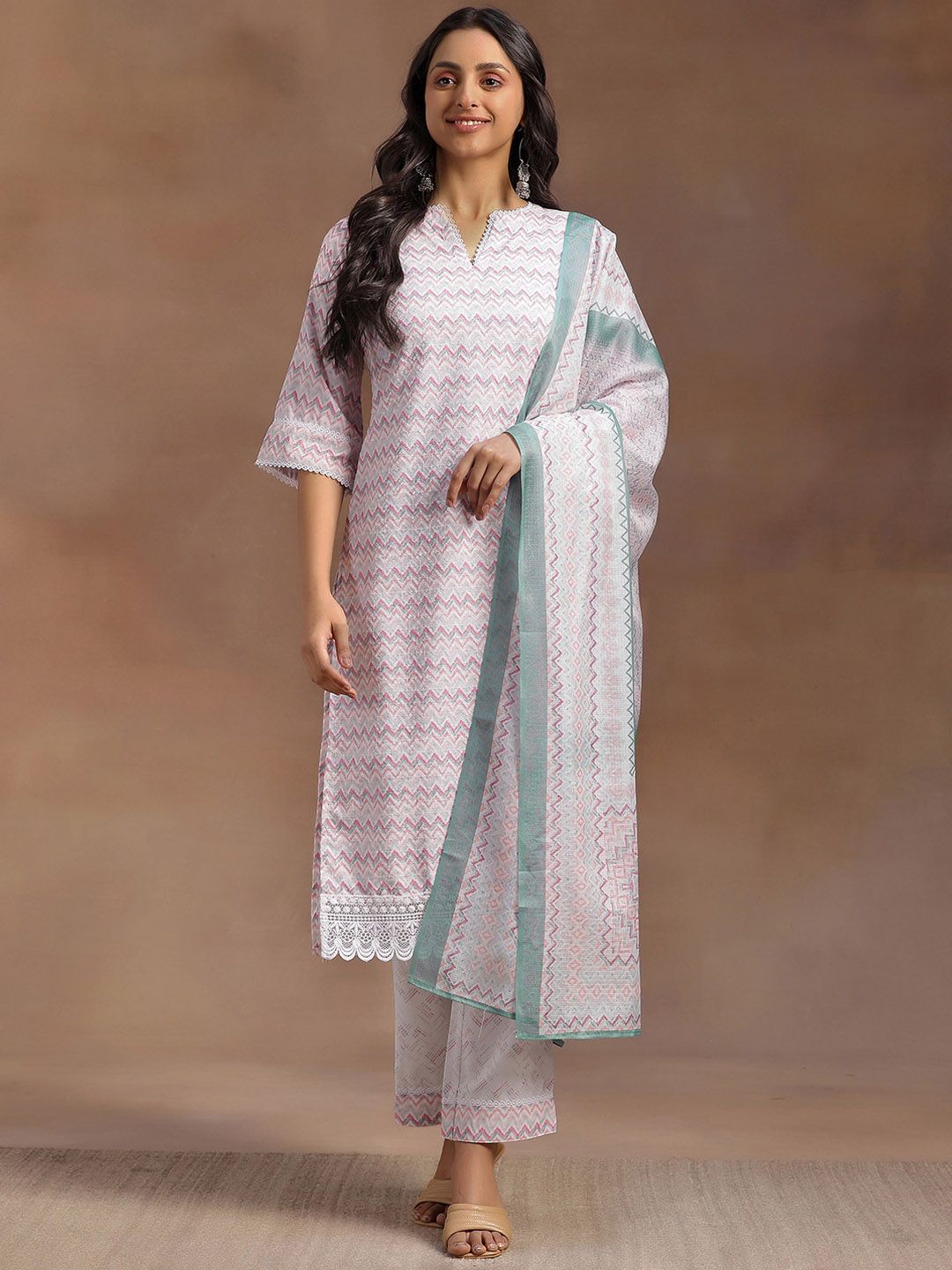 Libas Embroidered Regular Kurta with Palazzos & With Dupatta