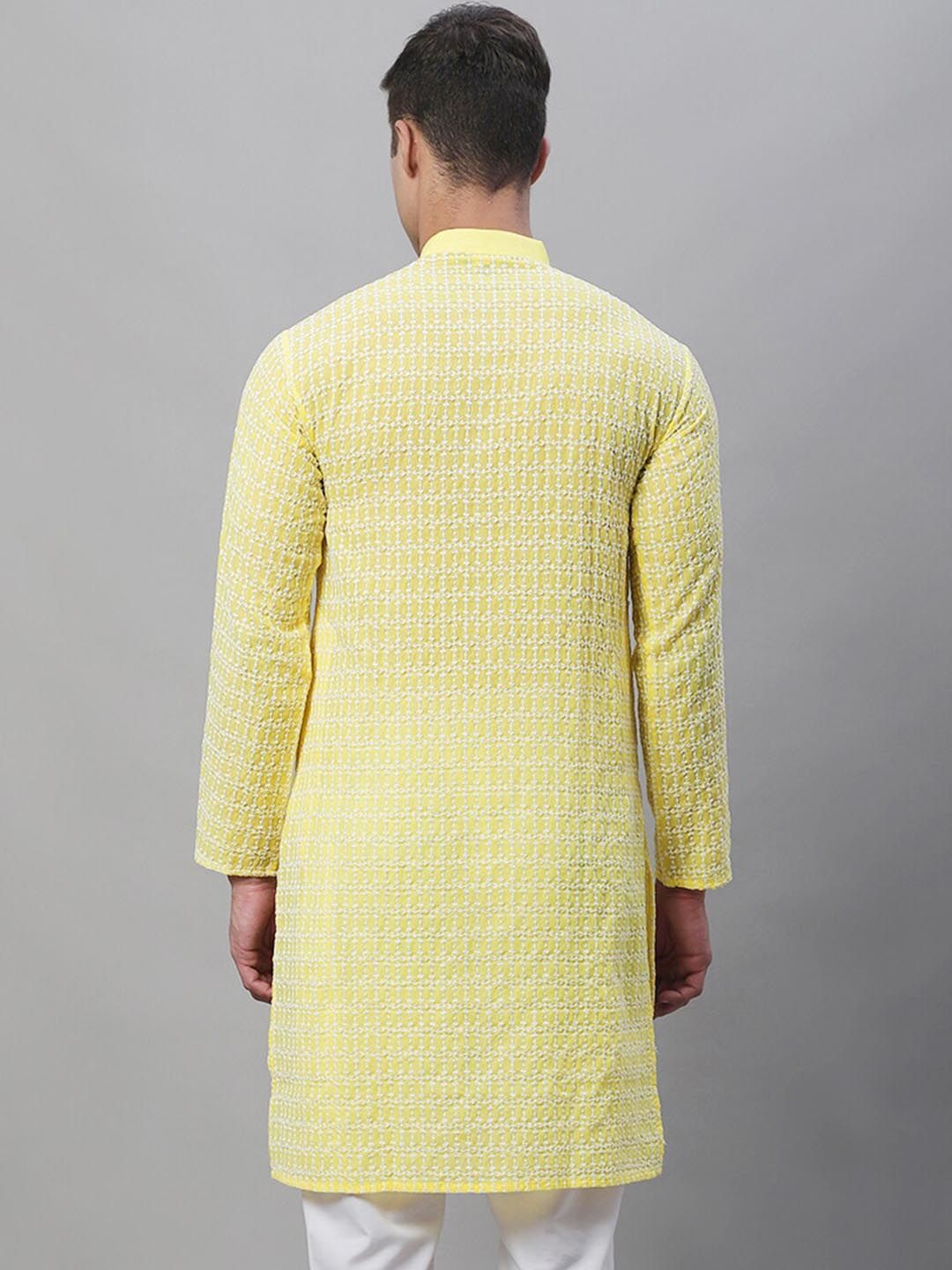 SOJANYA Embroidered Geometric Mandarin Collar Pure Cotton Kurta