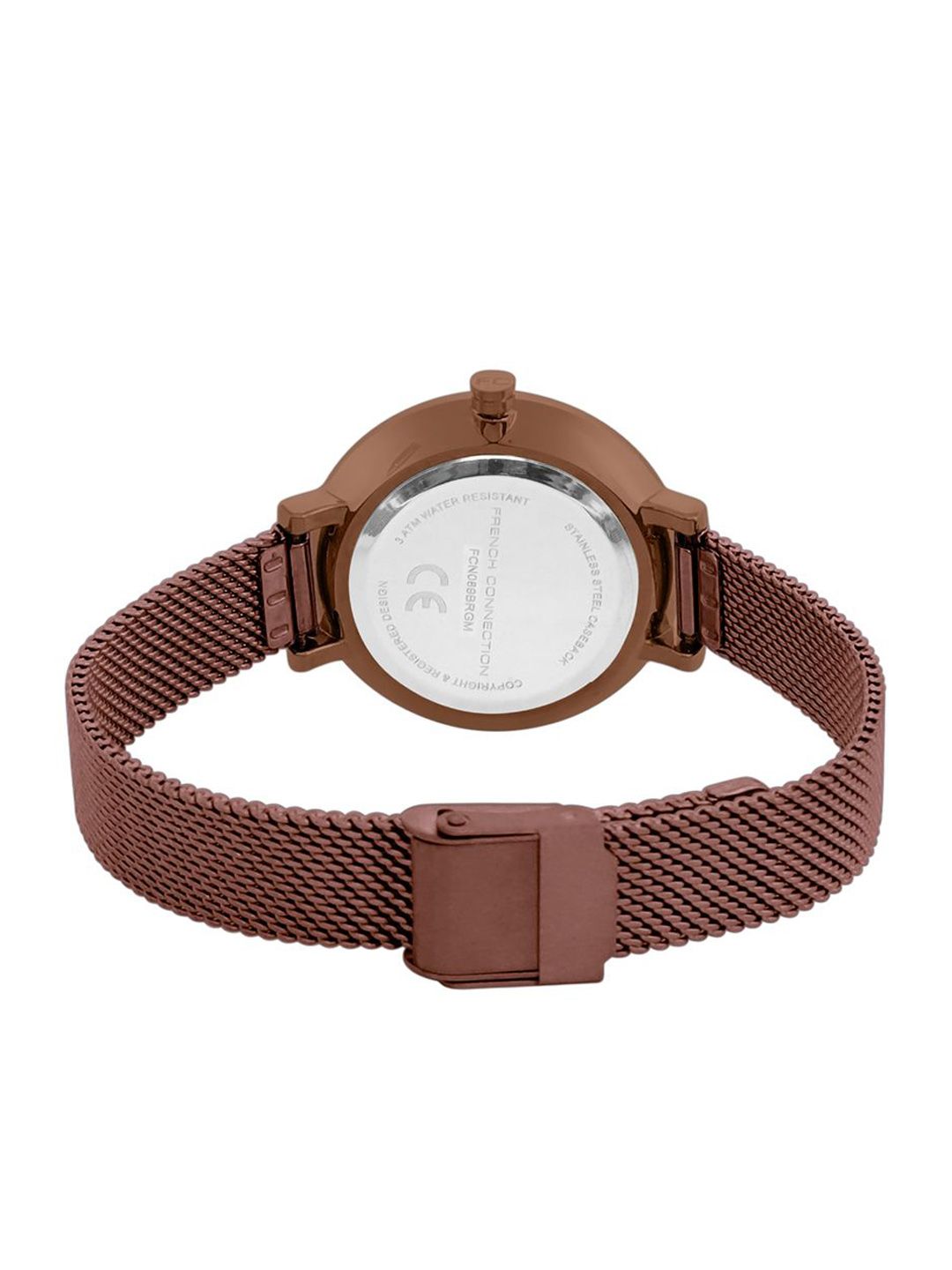 French Connection Women Embellished Dial & Stainless Steel Bracelet Style Straps Analogue Watch FCN089BRGM