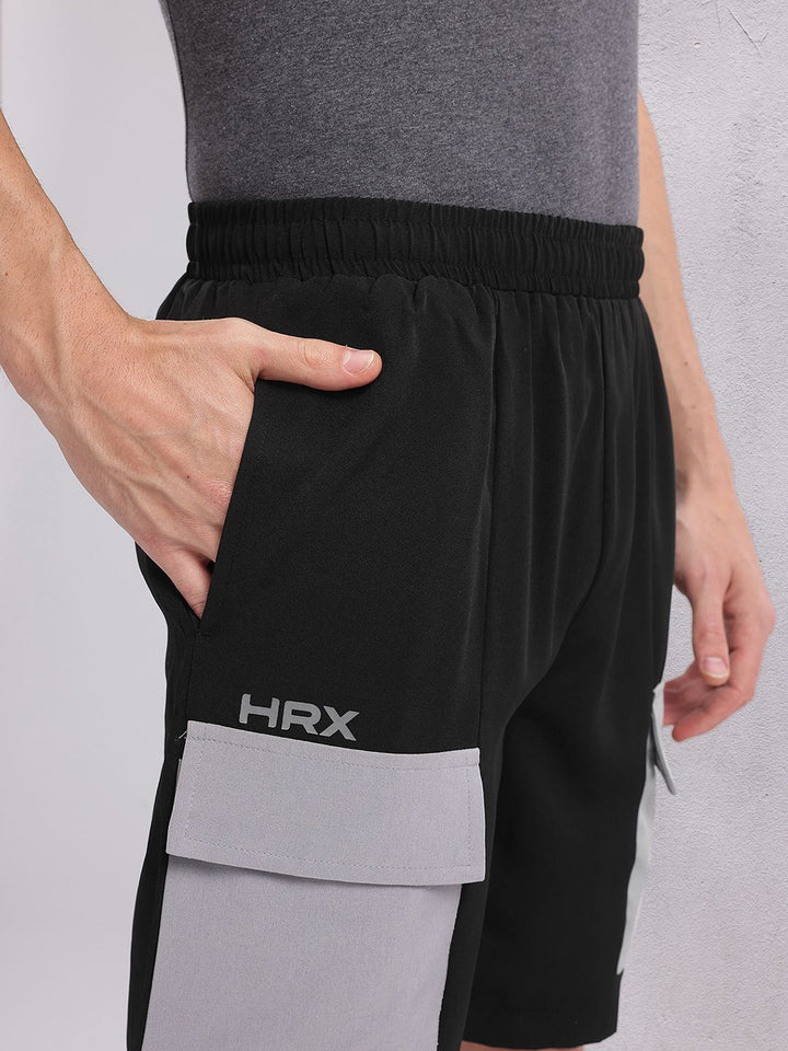 HRX by Hrithik Roshan Men Colourblocked Mid-Rise Cargo-Style Lifestyle Shorts
