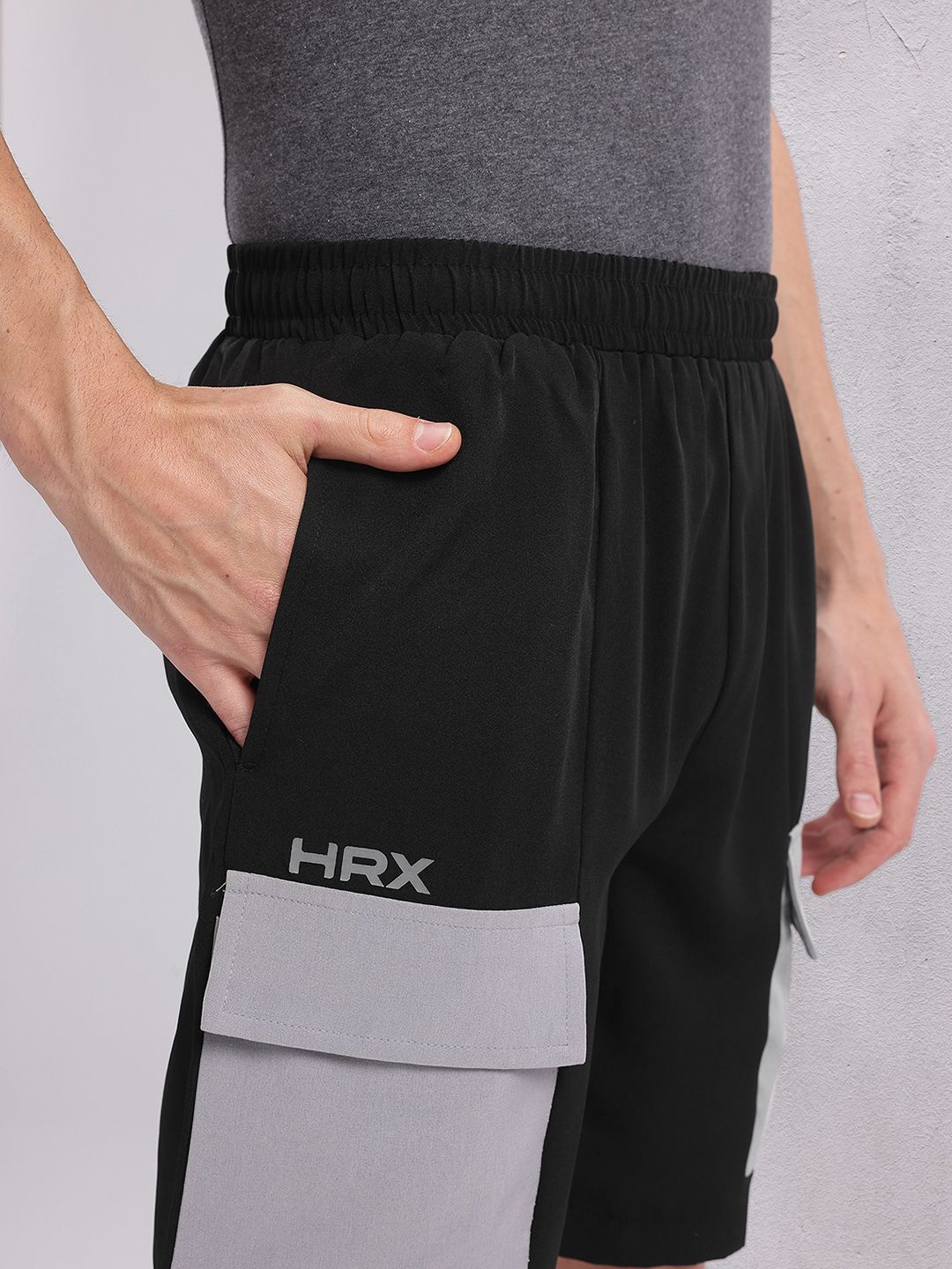 HRX by Hrithik Roshan Men Colourblocked Mid-Rise Cargo-Style Lifestyle Shorts