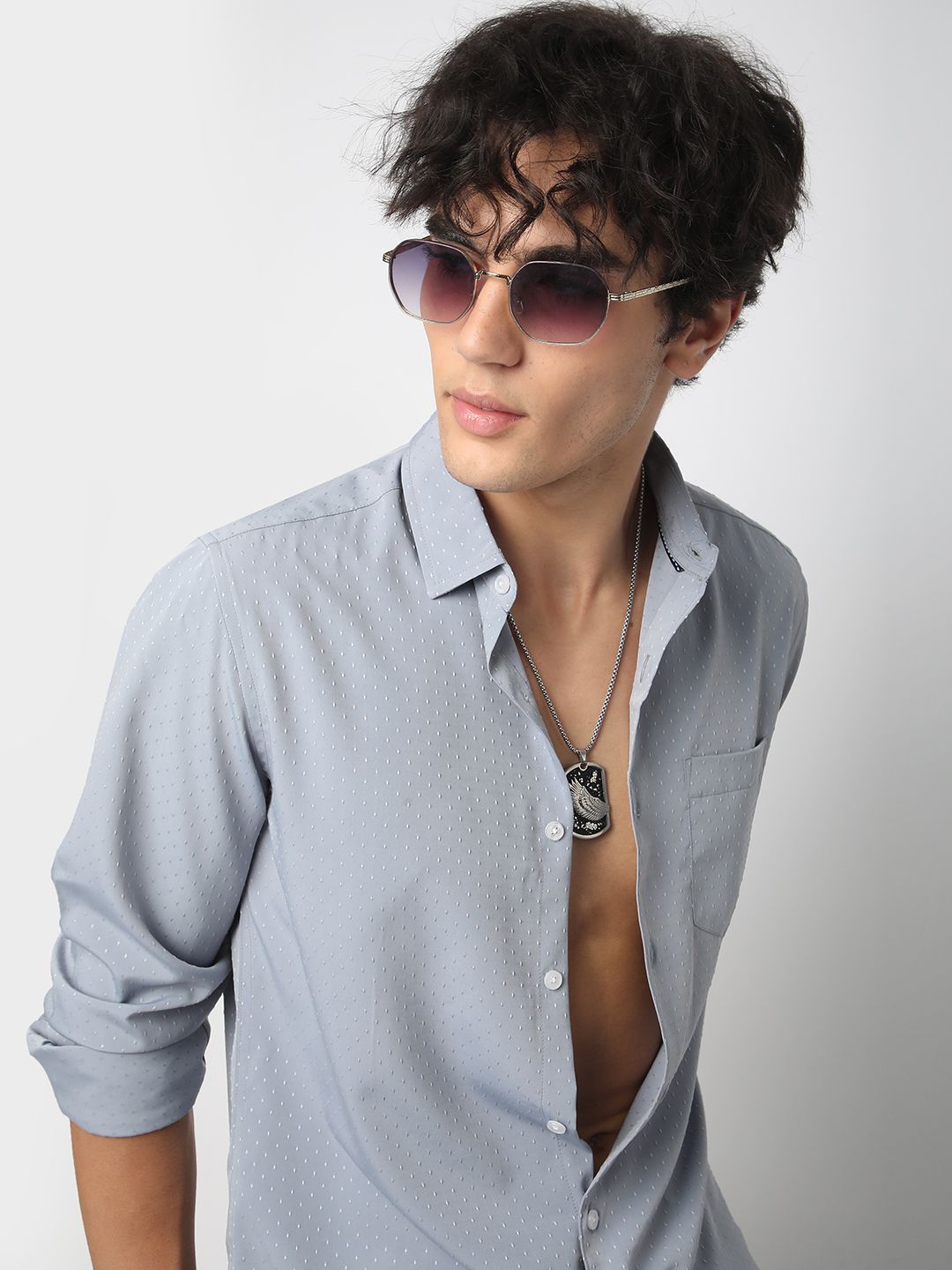 VASTRADO Men Classic Cutaway Collar Micro Ditsy Printed Casual Shirt