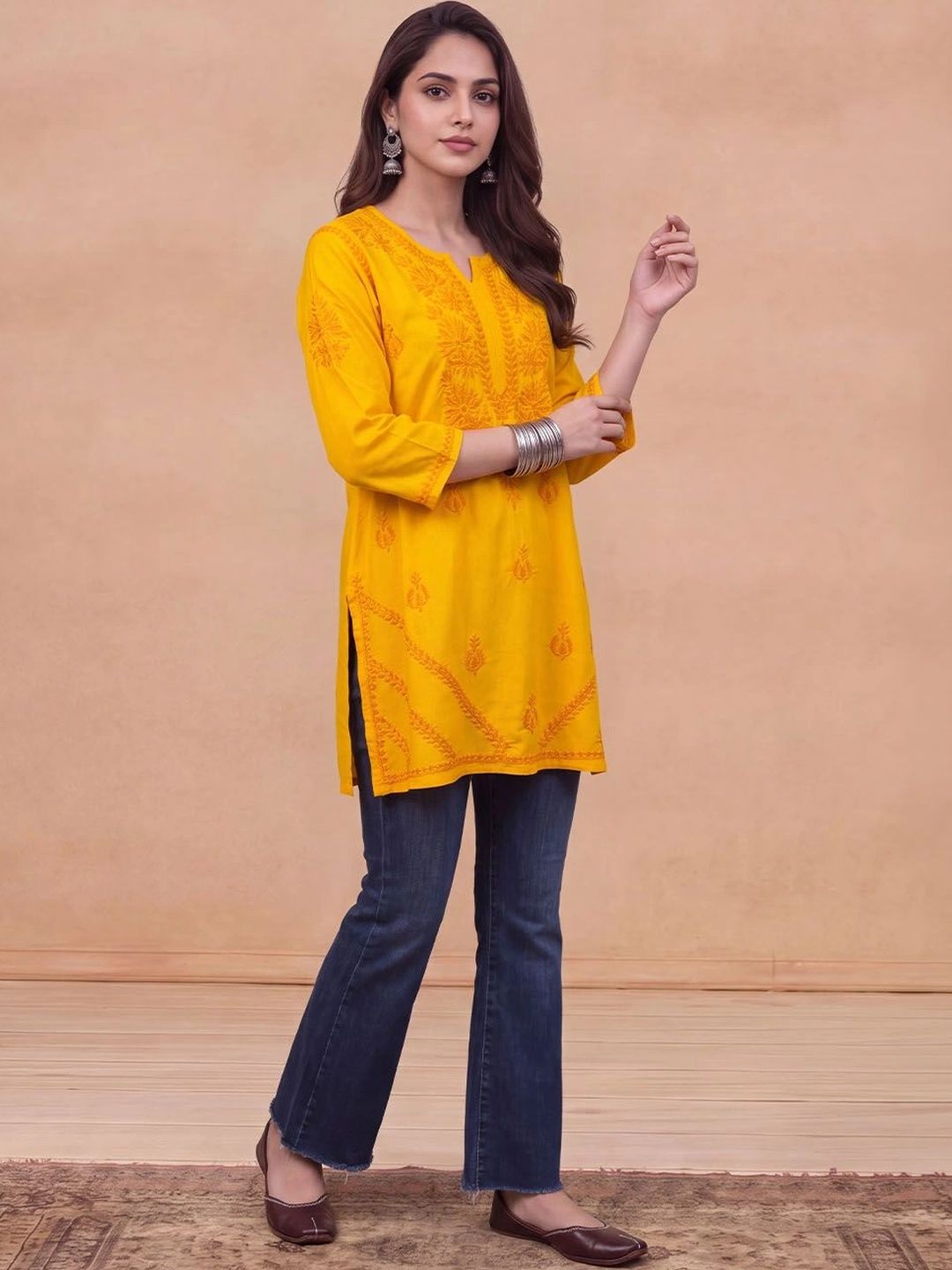 Rumah Wanita Chikankari Sulam Kurta Chikankari