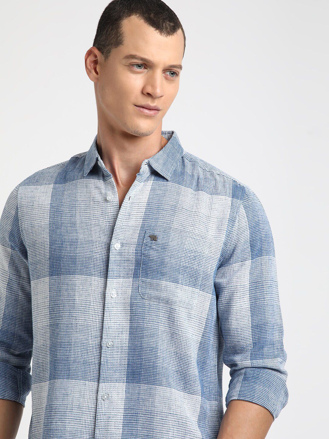 THE BEAR HOUSE Slim Fit Micro Checked Casual Shirt