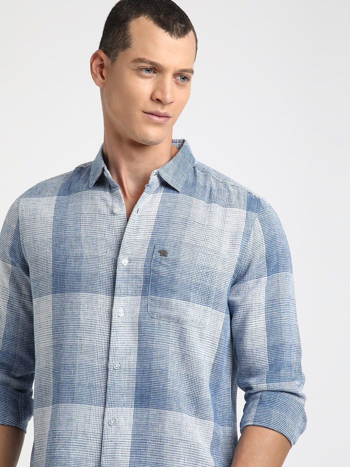 THE BEAR HOUSE Slim Fit Micro Checked Casual Shirt