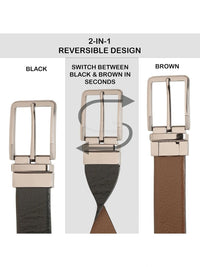 Teakwood Leathers Men Textured Leather Reversible Belt