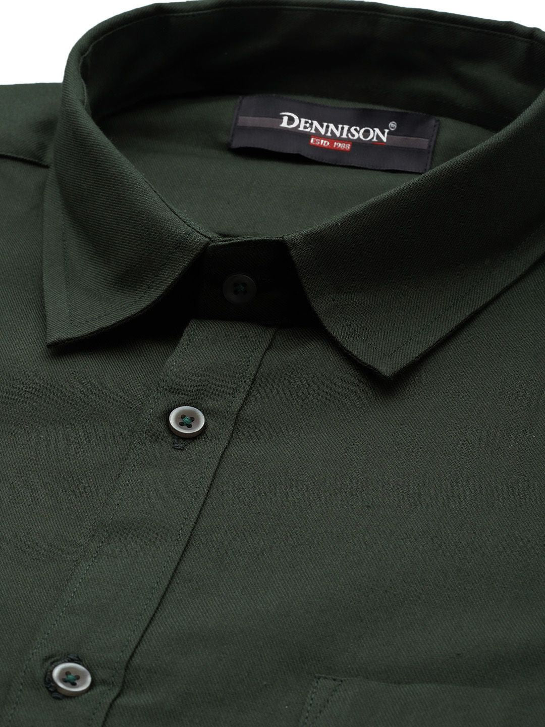 DENNISON Men Green Smart Slim Fit Opaque Formal Shirt