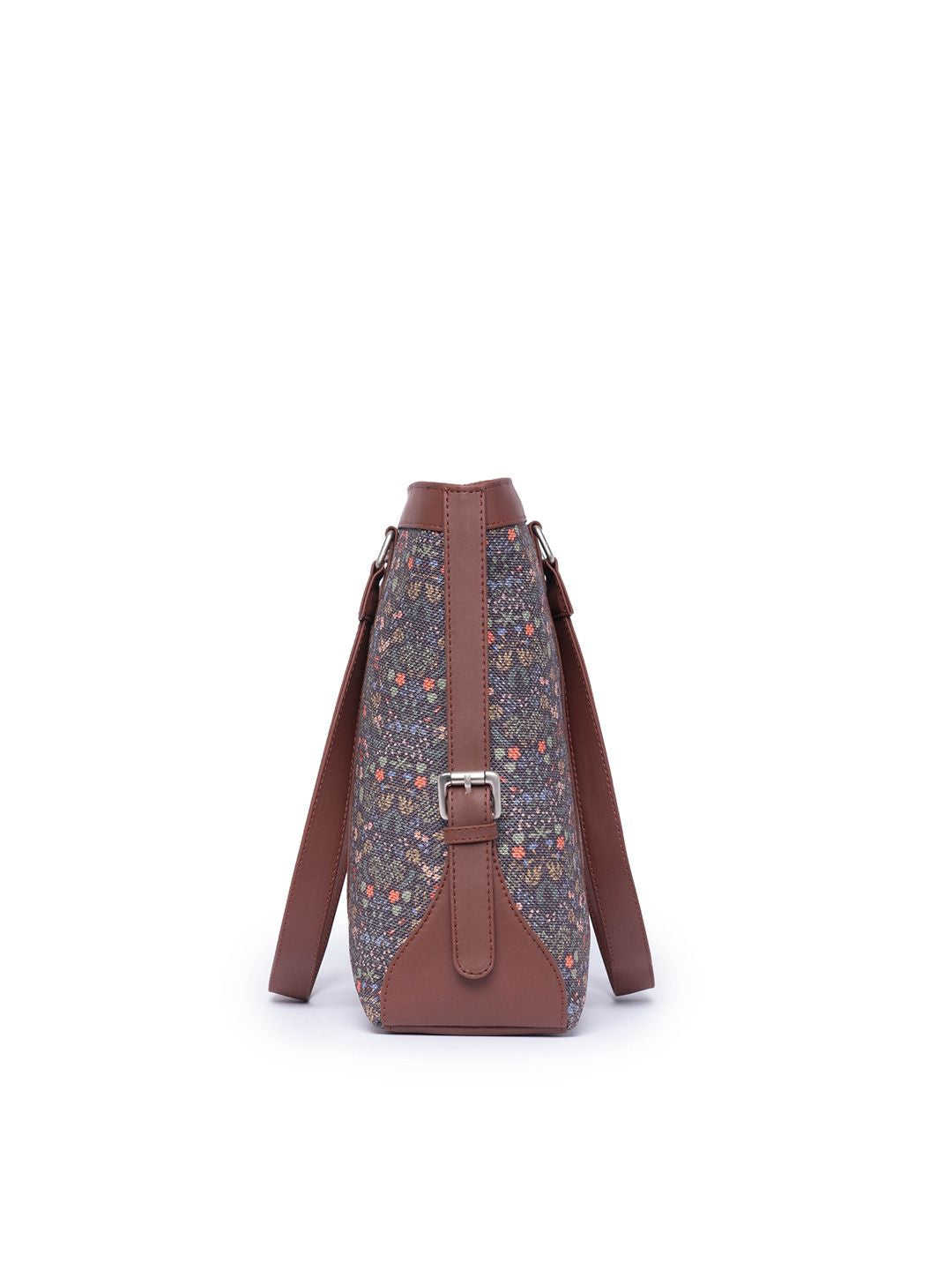 ZOUK Floral Printed Structured Shoulder Bag