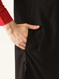 SOJANYA Lelaki Hitam Solid Kurta Lurus