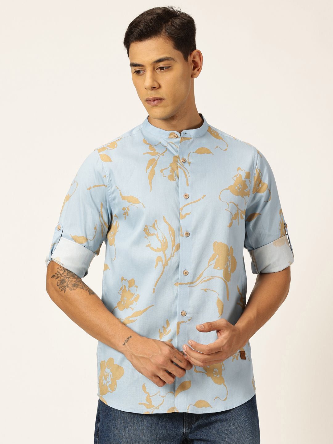Thomas Scott Premium Slim Fit Floral Opaque Printed Cotton Casual Shirt