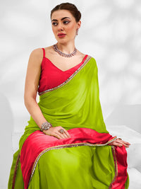Mitera Colourblocked Mirror Work Pure Georgette Saree