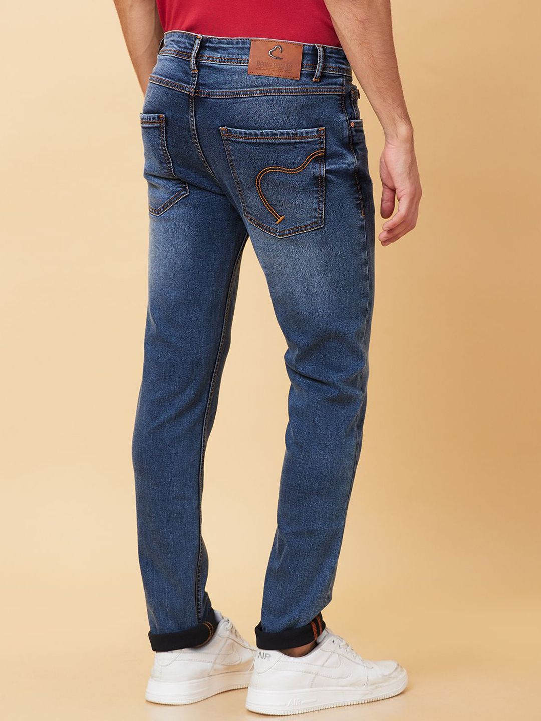 Being Human Men Slim Fit Low Distress Light Fade Jeans