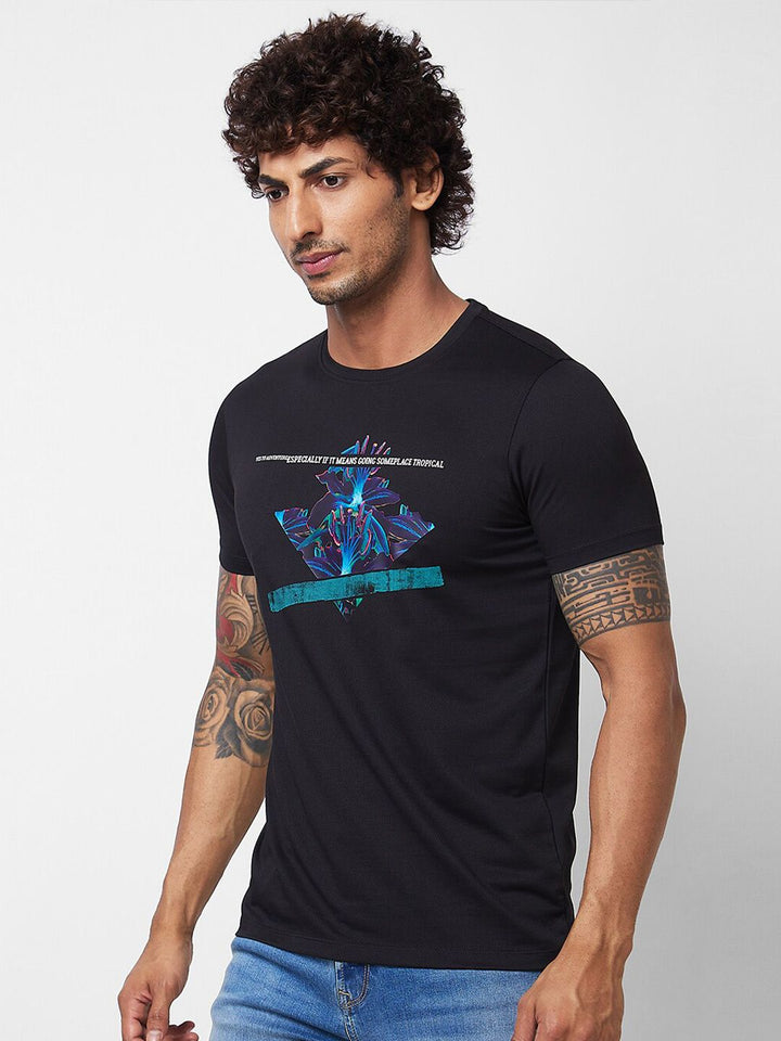 SPYKAR Graphic Printed Cotton Slim Fit T-shirt