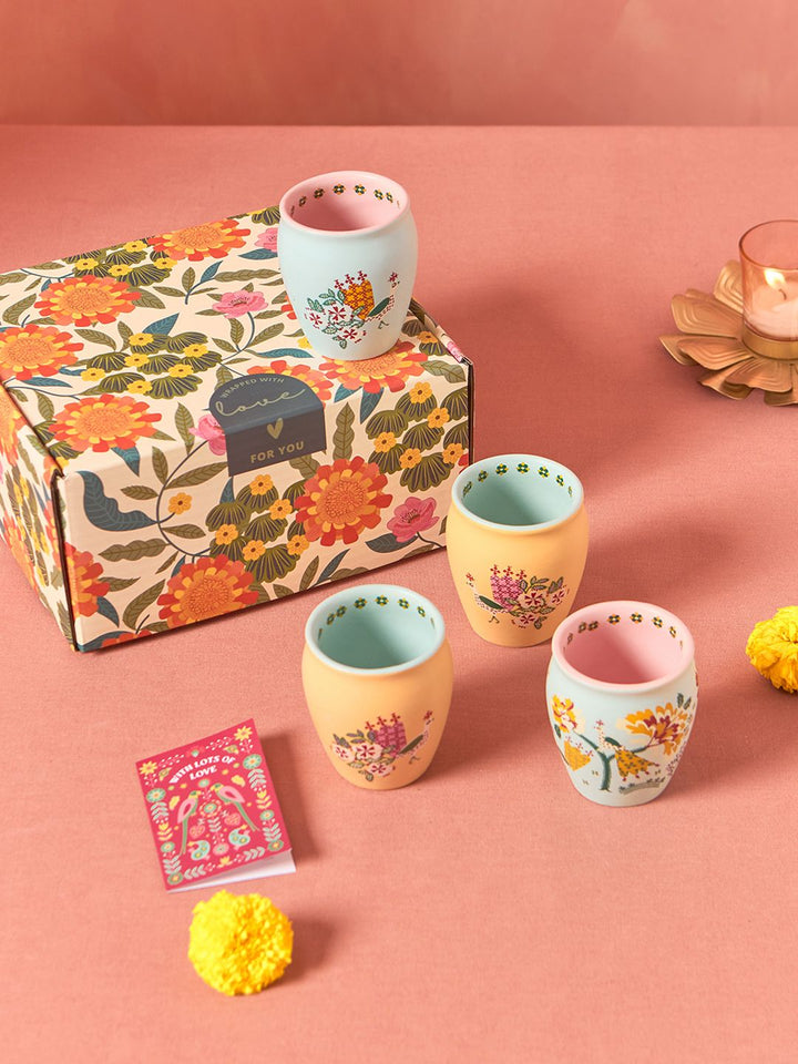 Chumbak Set Of 4 Printed Ceramic Cups Home Gift Sets