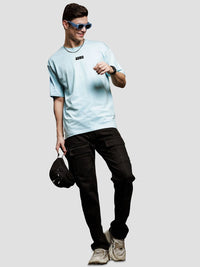 ADRO Men Typography Printed V-Neck Raw Edge T-shirt