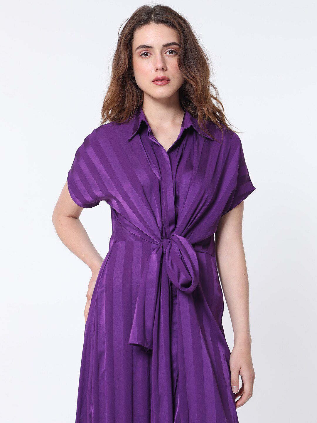 RAREISM Striped A-Line Midi Dress