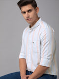 THE BEAR HOUSE Men Blue Slim Fit Pinstripes Striped Casual Shirt