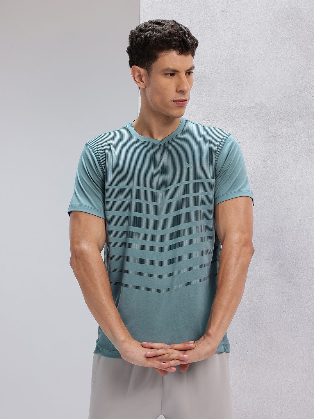 HRX by Hrithik Roshan Geometric Print Rapid-Dry Training T-shirt