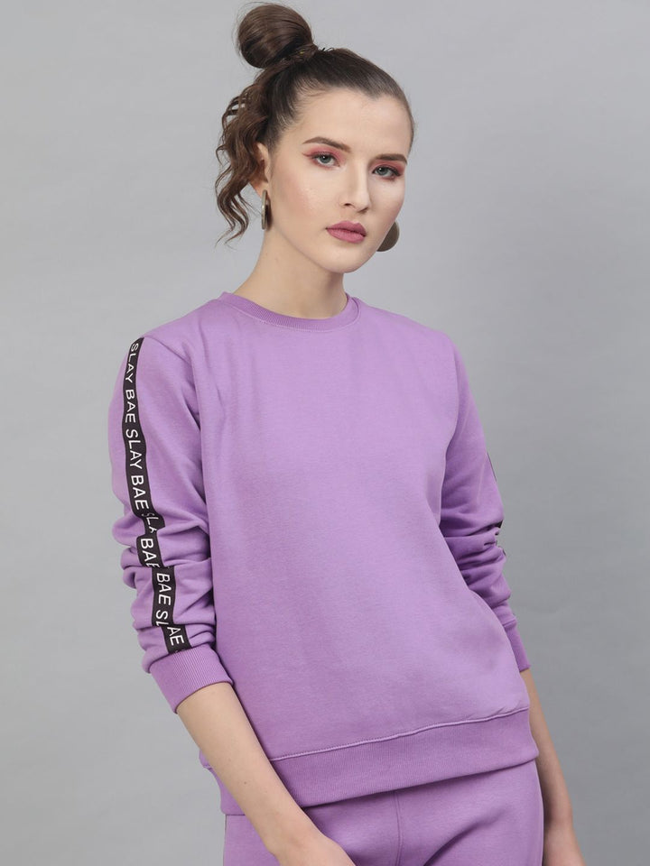 STREET 9 Women Lavender Solid Sweatshirt