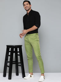 DENNISON Men Green Smart Tapered Fit Easy Wash Trousers