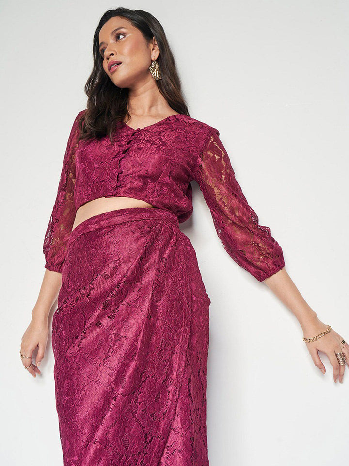 AND Self Design V-Neck Top & Skirt