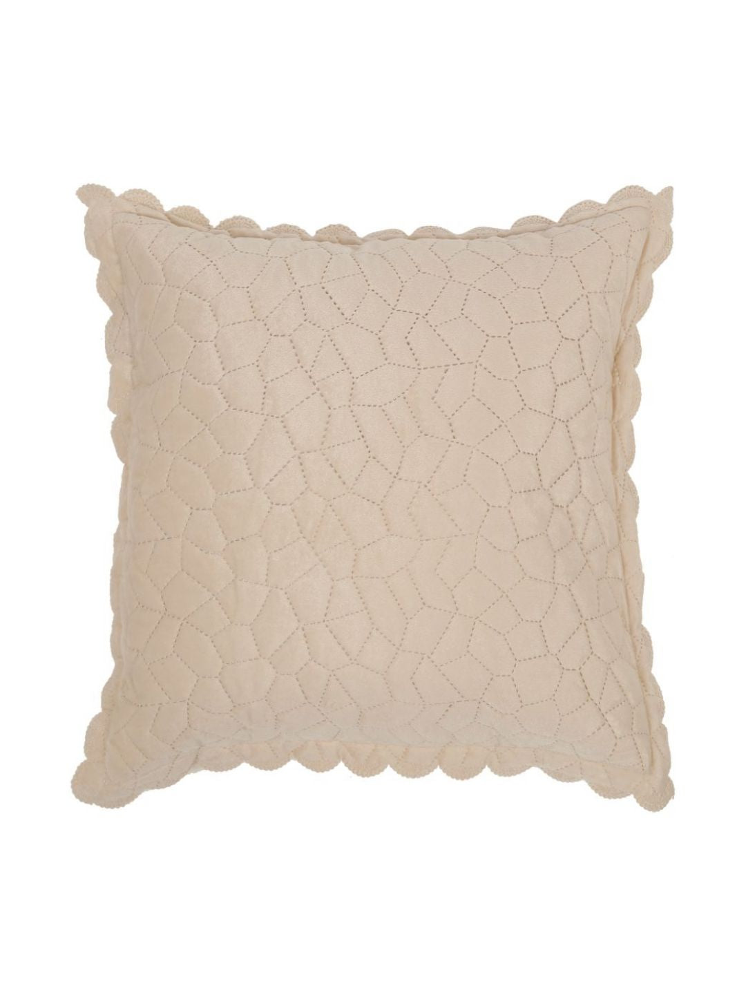HOSTA HOMES Cream-Coloured & Yellow Set of 2 Velvet Square Cushion Covers