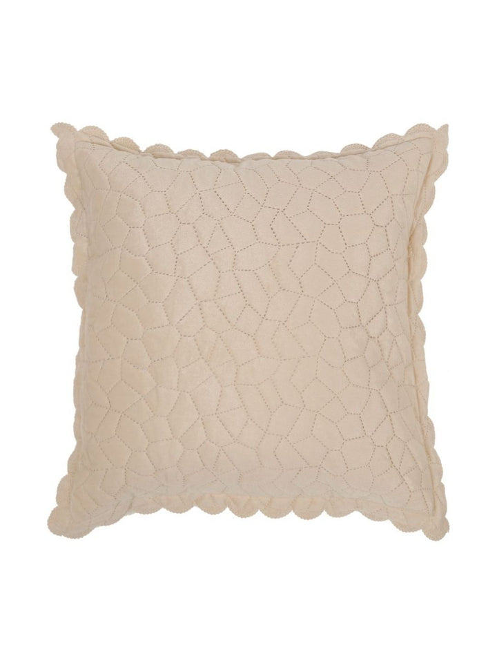HOSTA HOMES Cream-Coloured & Yellow Set of 2 Velvet Square Cushion Covers