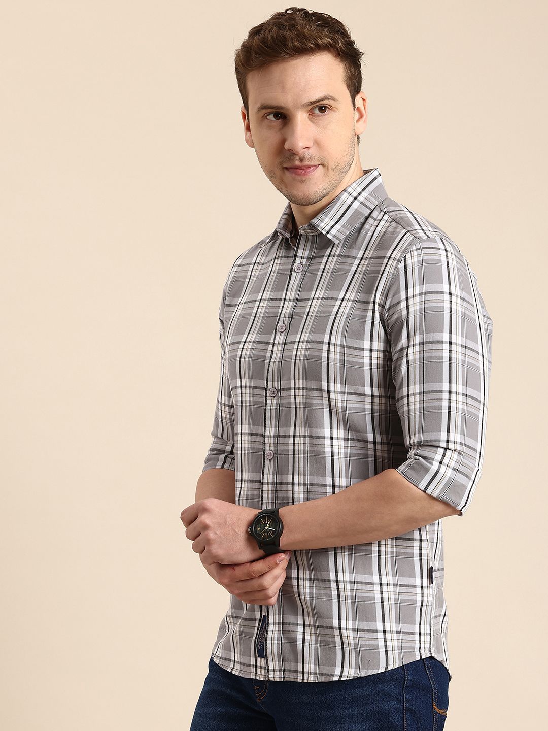 Being Human Pure Cotton Checked Casual Shirt