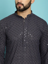 SOJANYA Embroidered Sequinned Pure Cotton Kurta with Pyjama Set